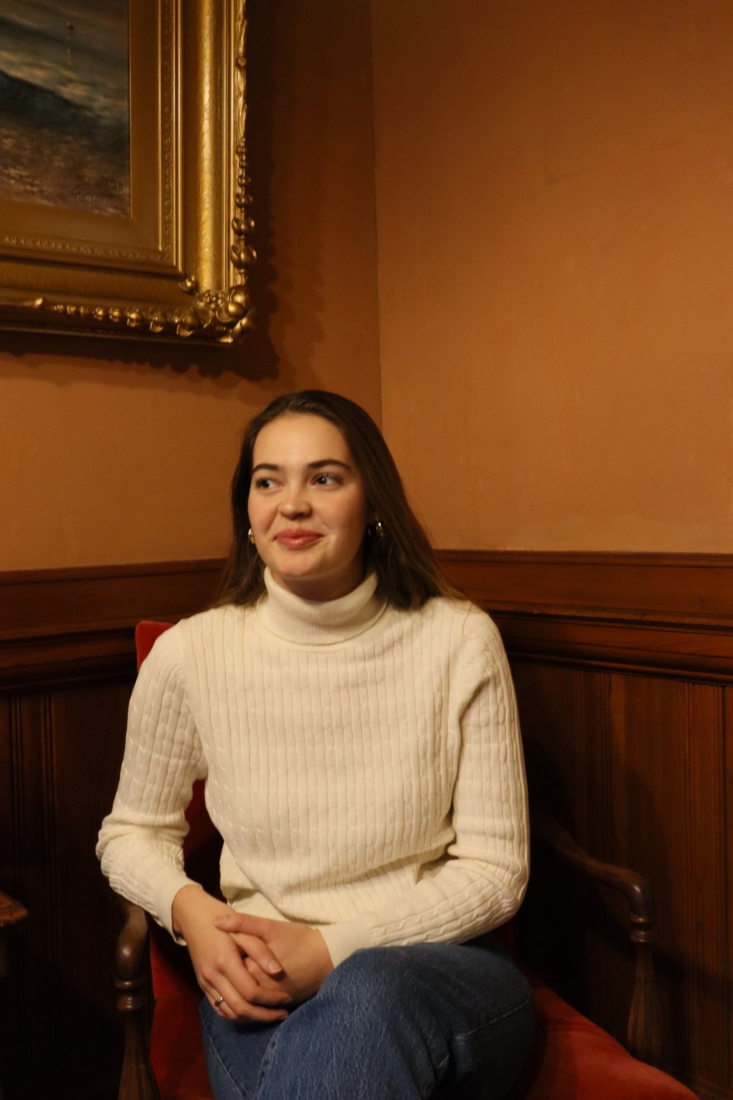 Talbots Cream Ribbed Turtleneck