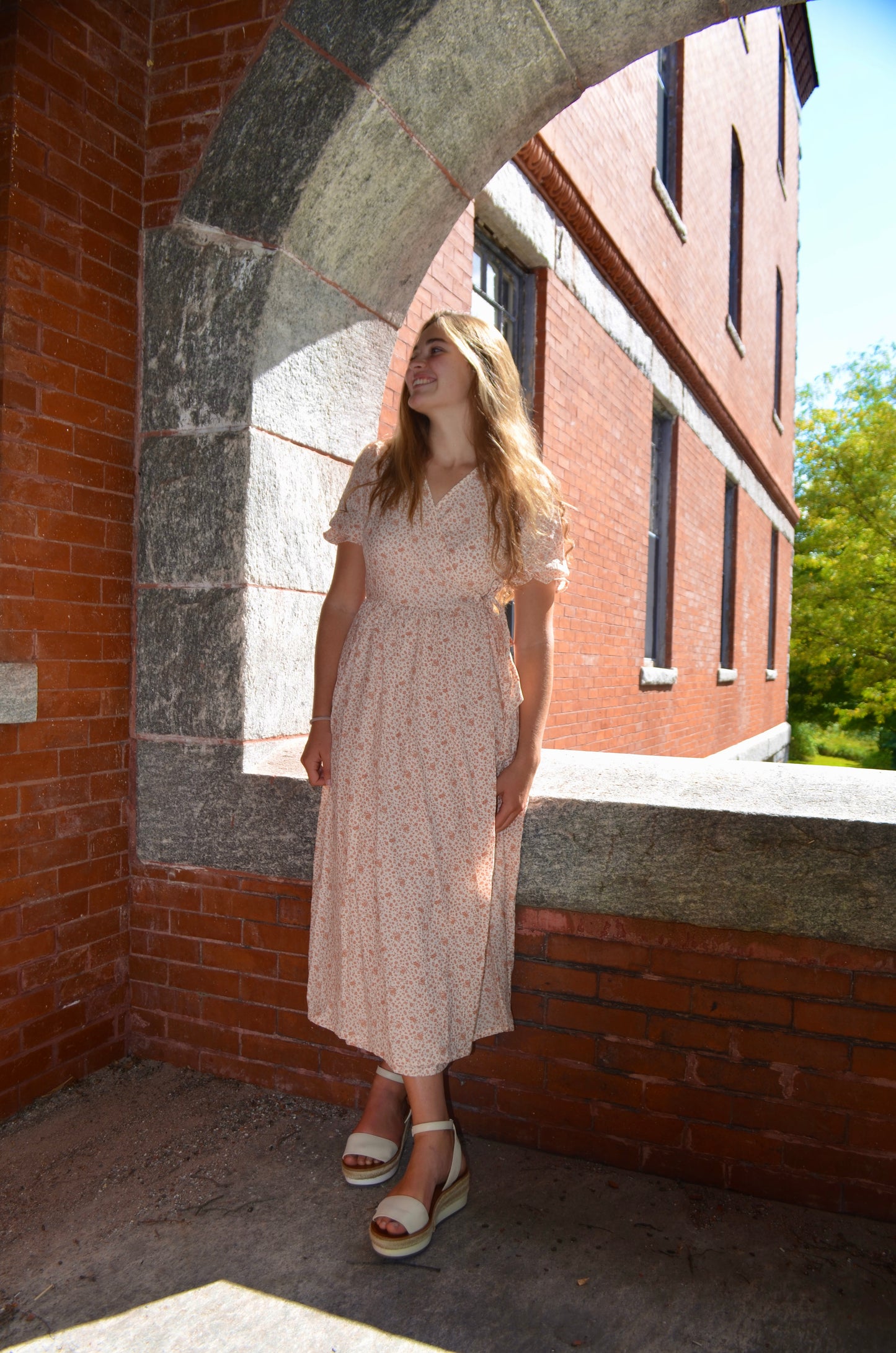 The Castine Wrap Dress in Light Pink- Made in the USA