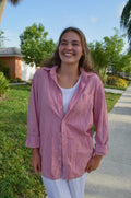Red and White Stripe Button Down