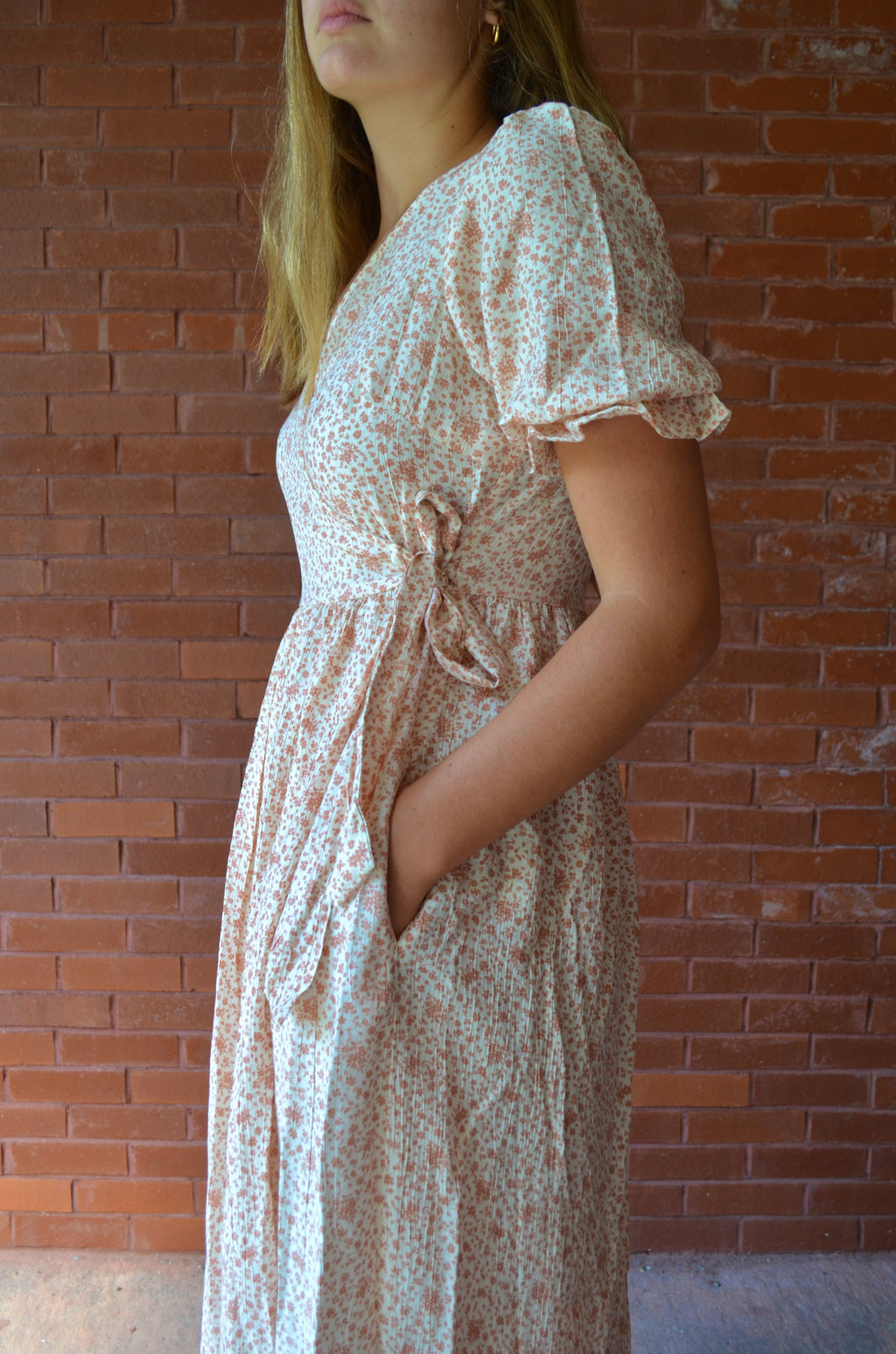The Castine Wrap Dress in Light Pink- Made in the USA