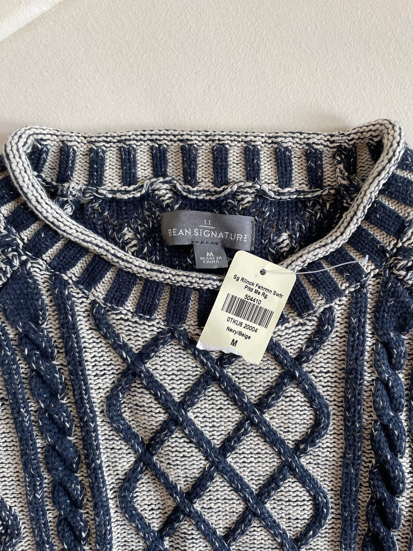 L.L. Bean Navy Cable Knit