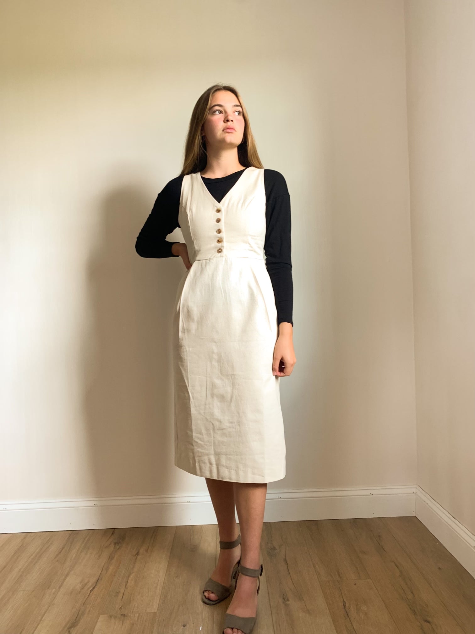 ivory jumper dress IVORY JUMPER DRESS
