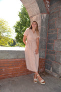The Castine Wrap Dress in Light Pink- Made in the USA
