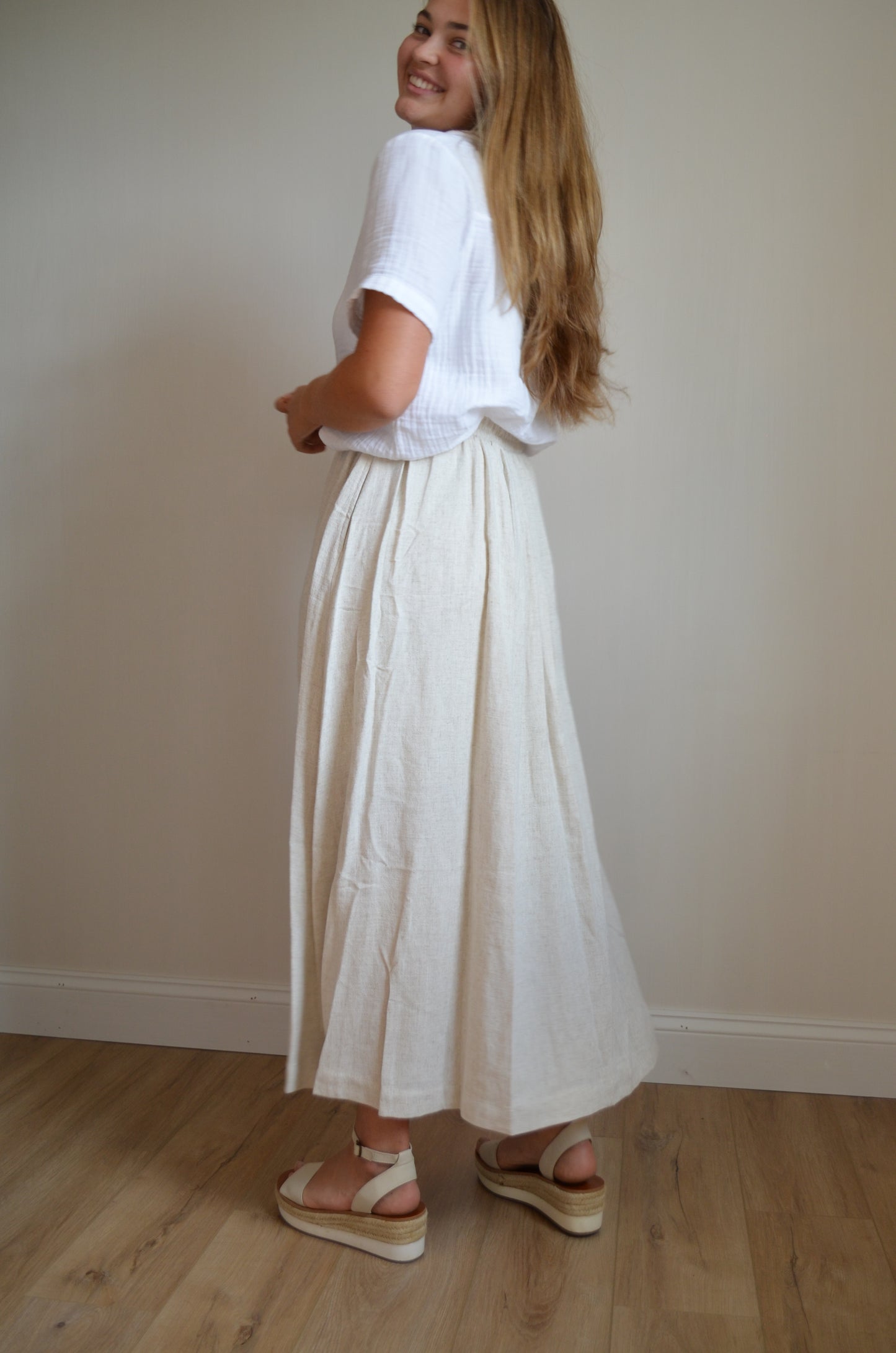 The Ayla Skirt in Linen - MADE IN THE USA