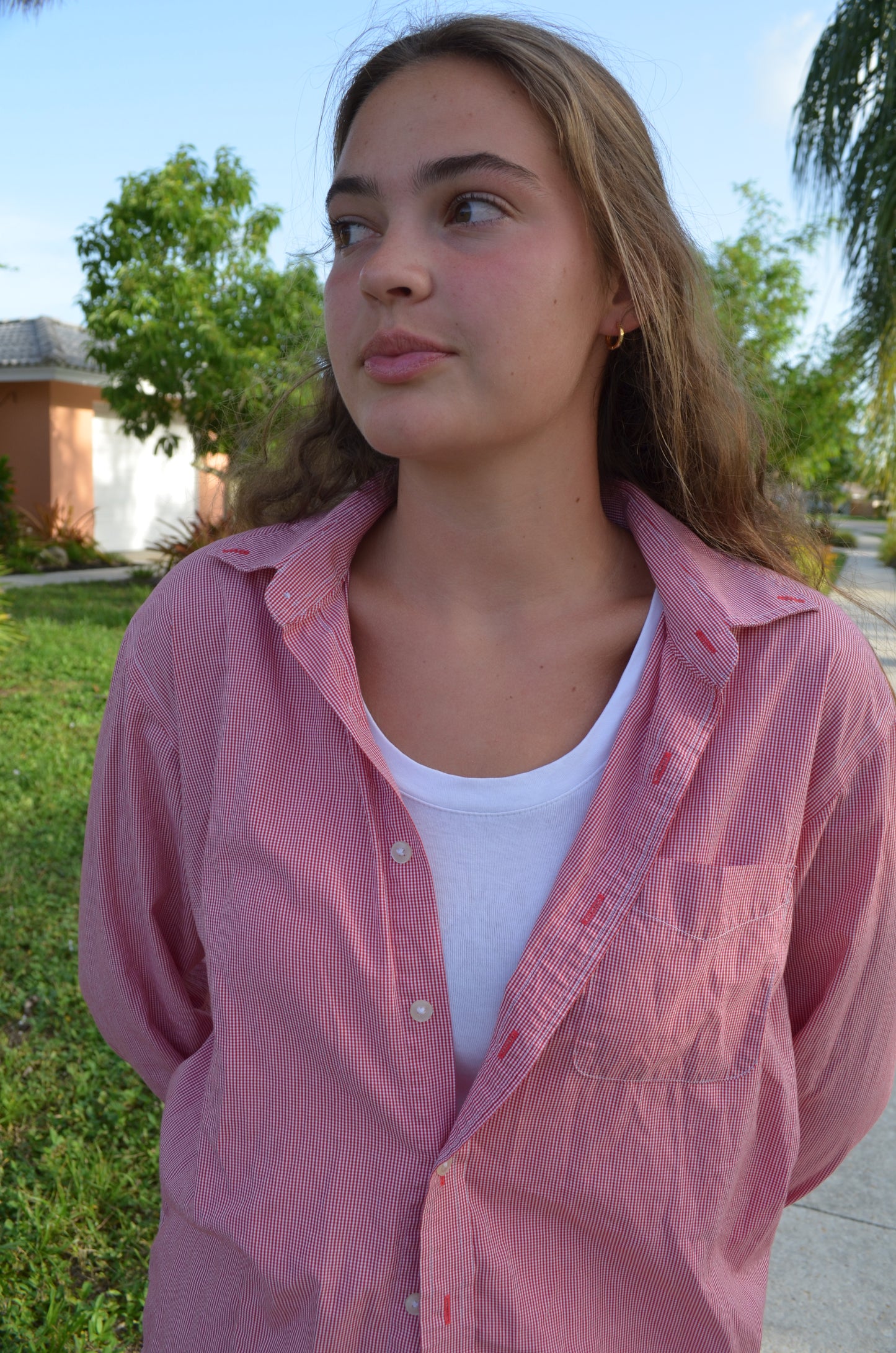 Red and White Stripe Button Down