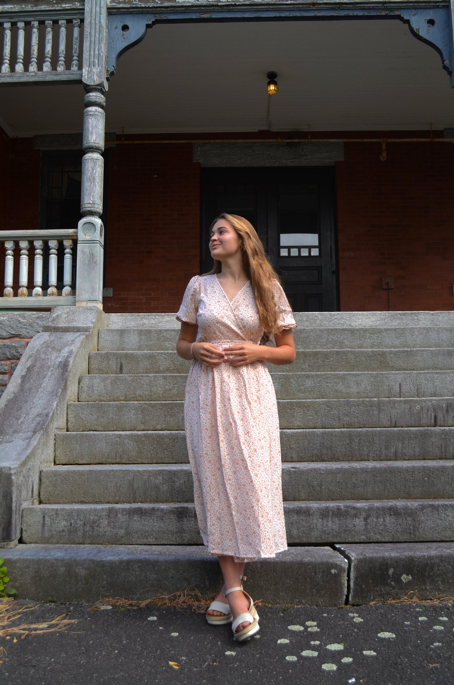 The Castine Wrap Dress in Light Pink- Made in the USA