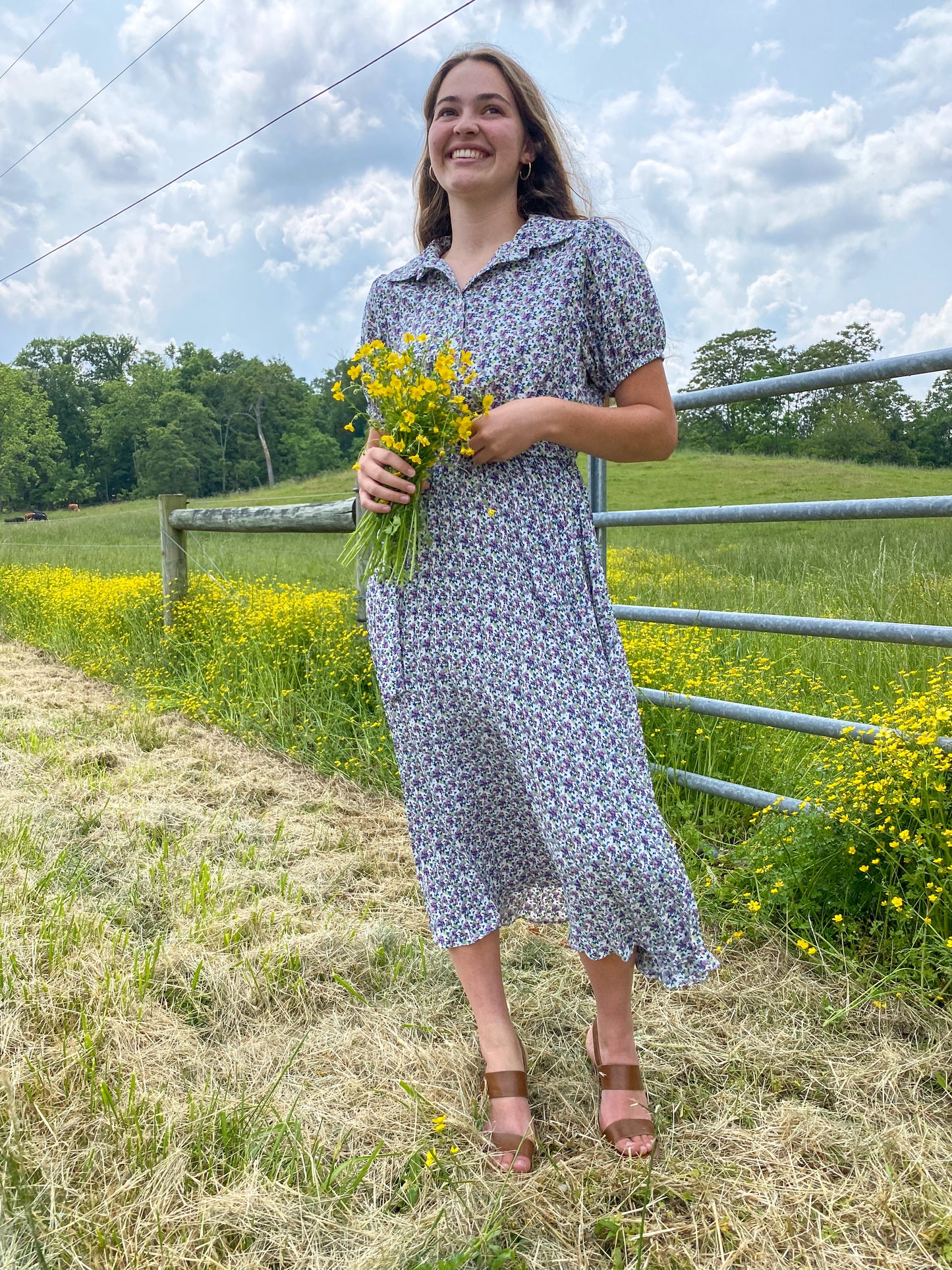 Pleated Button Down in Floral