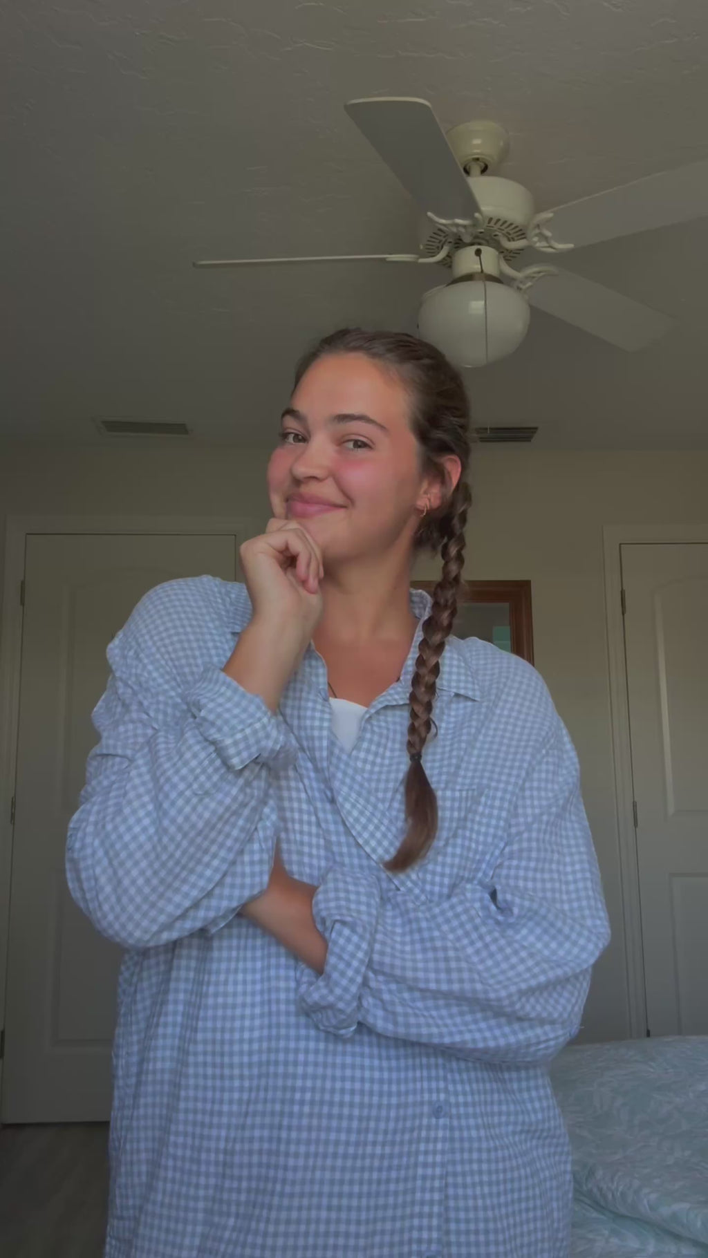 Blue Gingham Cotton Button Down