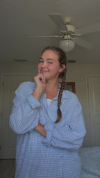 Blue Gingham Cotton Button Down