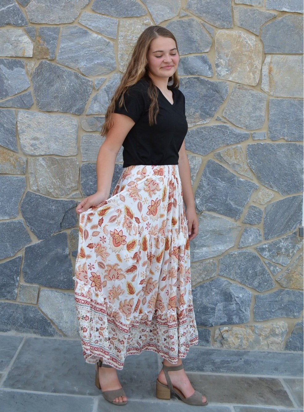 Modest Summertime Skirt in Coral