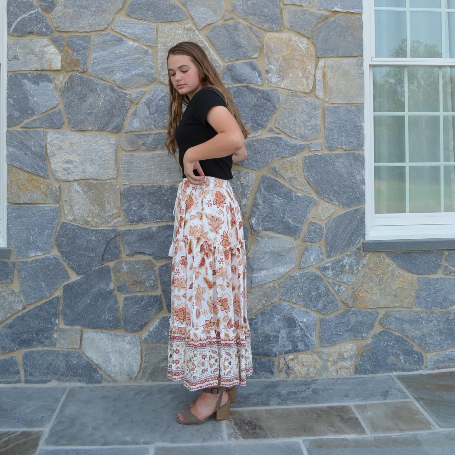 Modest Summertime Skirt in Coral