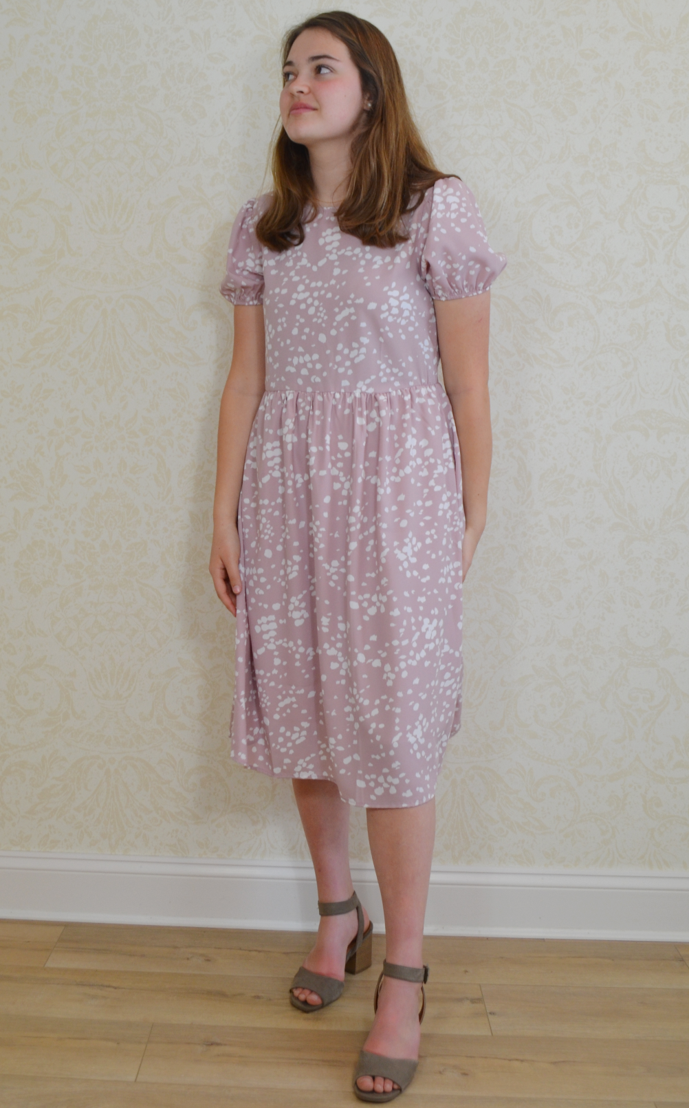 Modest Pink Midi Dress - Made in USA