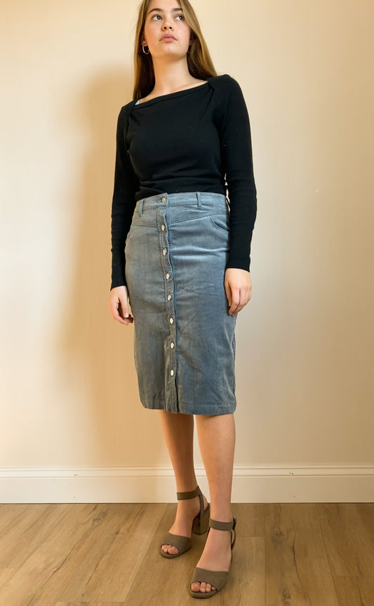 Modest Corduroy Button-down Skirt