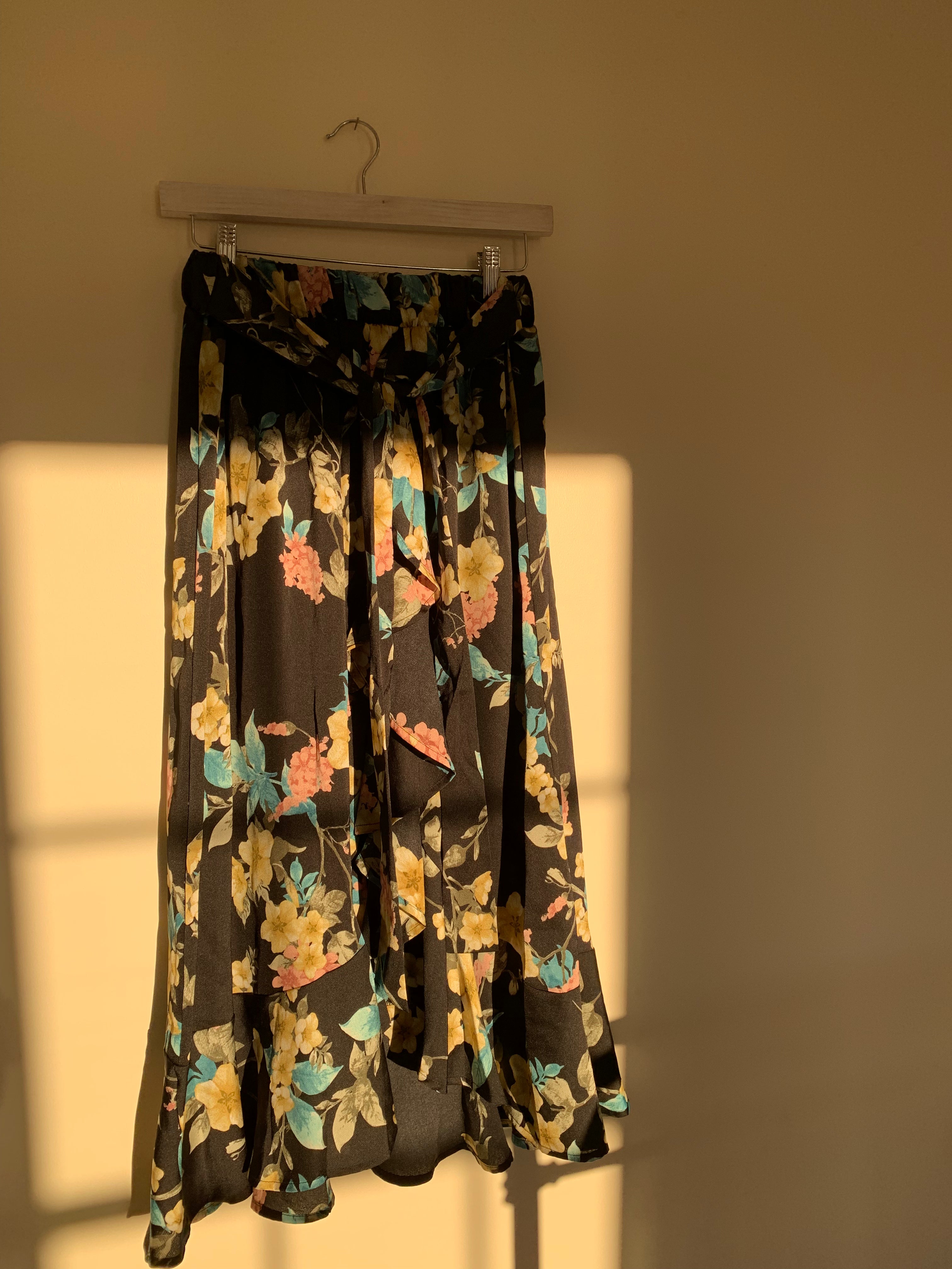 Modest Black Floral Skirt - Made in USA